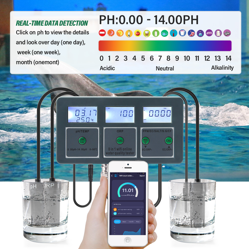 WiFi Tuya 스마트 PH 측정기 데이터 로거 온도 - Ec Meter Digital 리뷰 및 가격