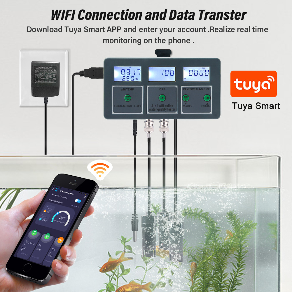 WiFi Tuya 스마트 PH 측정기 데이터 로거 온도 - Ec Meter Digital 리뷰 및 가격