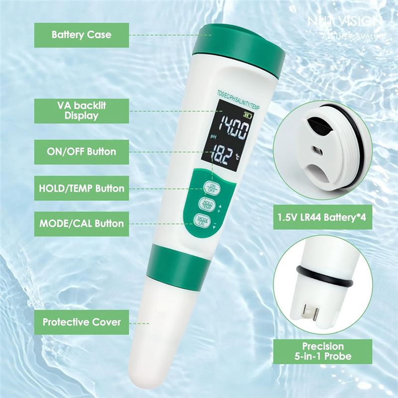AT02-5 In1 디지털 PH 측정기 고정밀 수질 테 - Ec Meter Digital 리뷰 및 가격