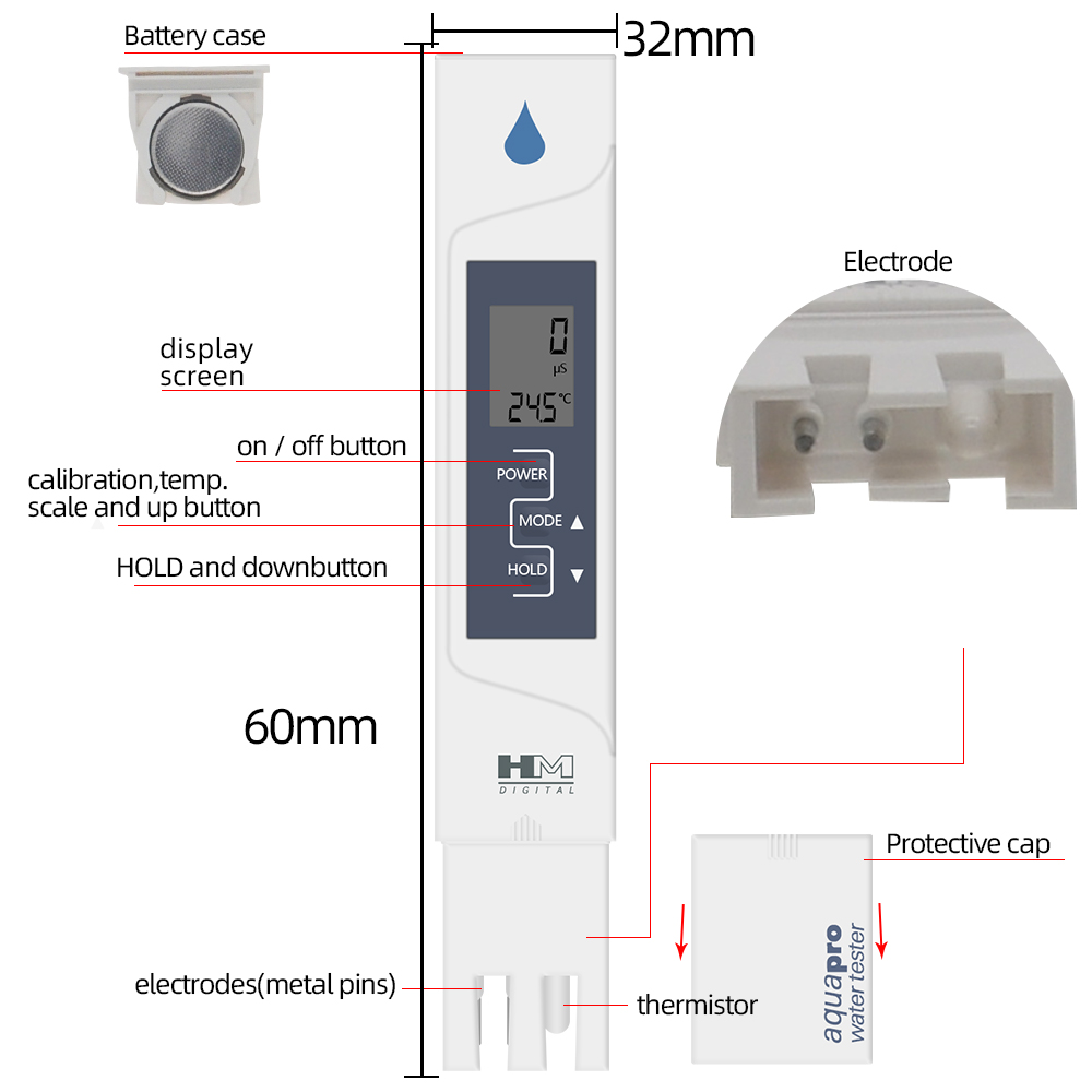 HM 디지털 AP-2 EC 미터 2 in 1 EC 온도 - Ec Meter Digital 리뷰 및 가격